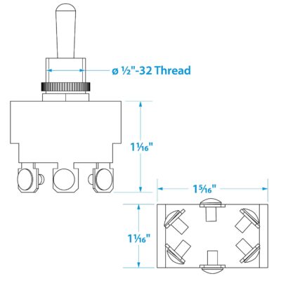 Seachoice 3 Postion Toggle Switch With 6 Screw Terminals On/Off/On - Image 2