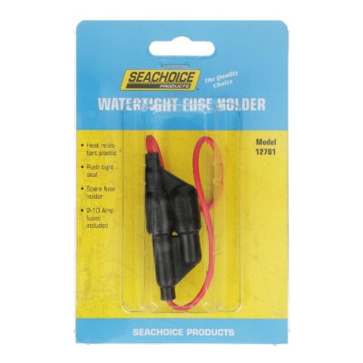 Seachioce Watertight In-Line Fuse Holder With Spare (2 Fuses Included)