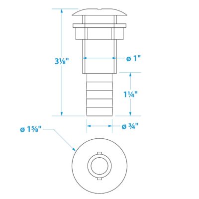 3/4" White Plastic Thru-Hull w/Broad Flange - Image 2