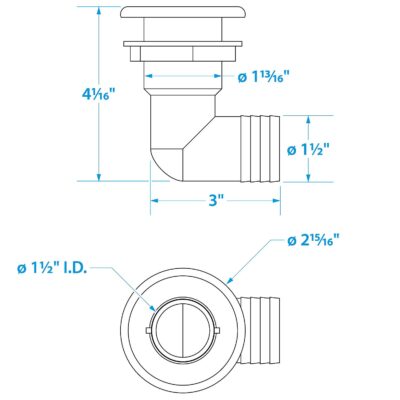 Seachoice 90 Degree Plastic Thru-Hull, One Nut Application, White - Image 4