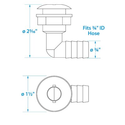 Seachoice 90 Degree Plastic Thru-Hull, One Nut Application, White - Image 3