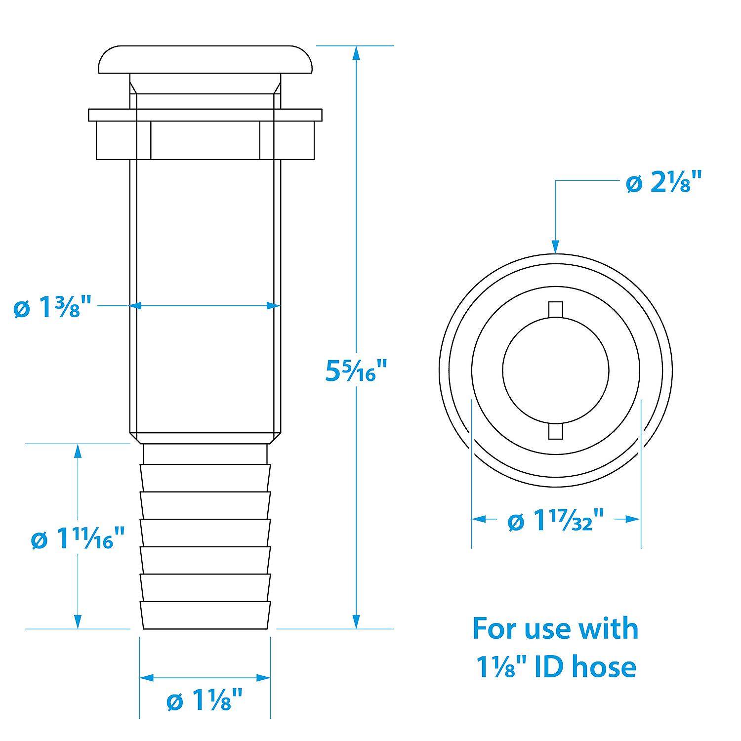 Seachoice Extra Long Plastic Thru-Hull, White - Image 5