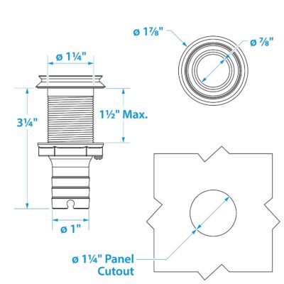 Seachoice 18611 Mega-Flow Dripless 316 Stainless Thu Hull, 1" - Image 4