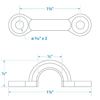Seachoice Chrome Plated Zinc Eye Straps 1-7/8" L x 3/8" ID Eye (4 Per Pack0 - Image 2