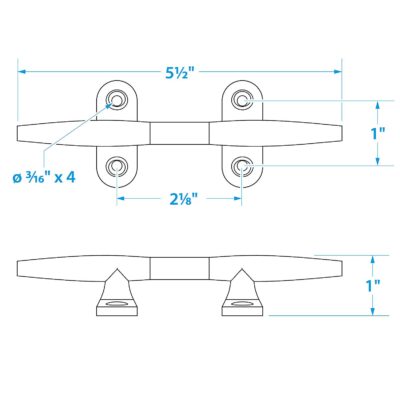 Seachoice Chrome Plated Polished Cast Brass Hollow Base Yacht Cleat - Image 2