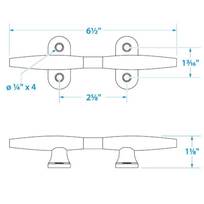 Seachoice Chrome Plated Polished Cast Brass Hollow Base Yacht Cleat - Image 4