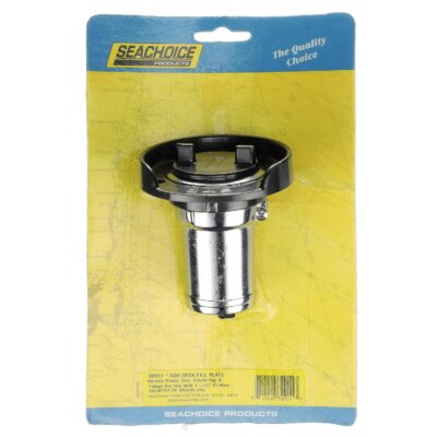 Seachoice Chrome Plated Zinc Gas Deck Fill With Cap (Strap Tether) For 1-1/2" Hose - Image 2