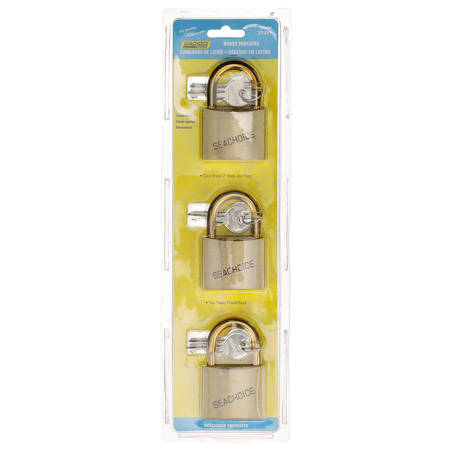 Seachoice 37331 2" Keyed-Alike Solid Brass Padlocks (3 Per Card) - Image 2