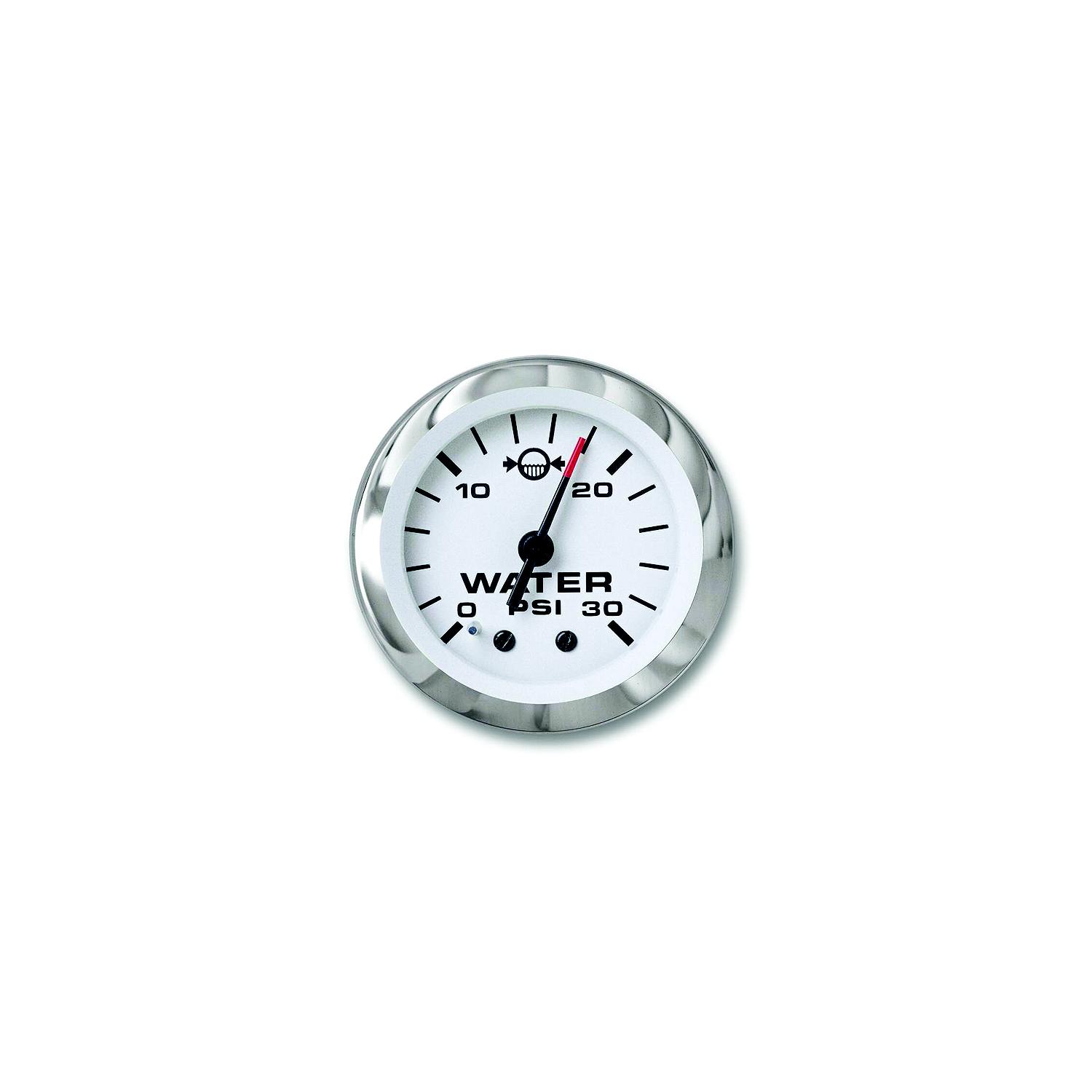 Sierra 65507P Lido Series 2" White & Stainless Steel Outboard Motor 0-30 PSI Dial Range Water Pressure Gauge