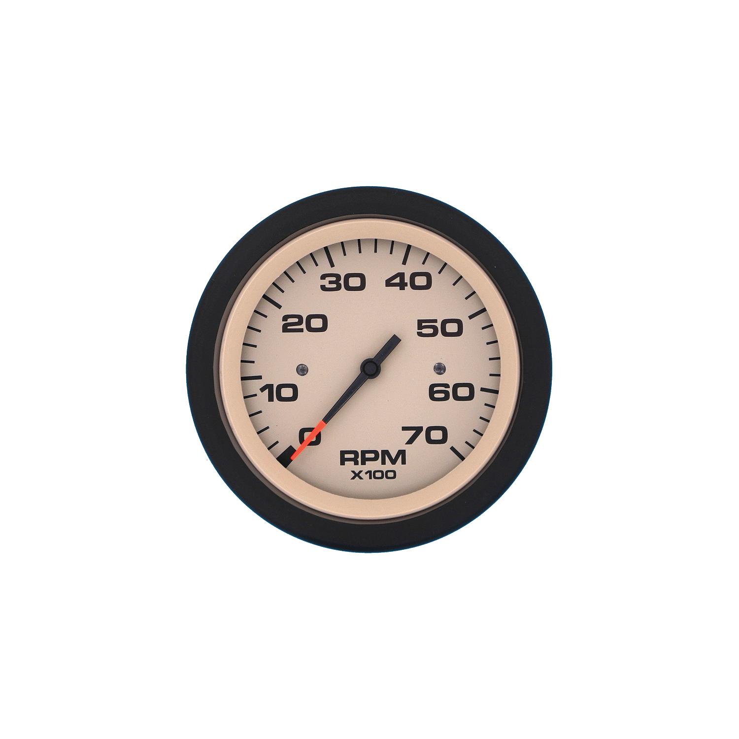 Sierra 59703P Sahara Series 3" Black & Tan 0-7,000 RPM Dial Range Tachometer Gauge with Outboard Alternator or Coil Sender Code