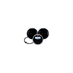 Boss Audio MCKGB350B6 Bluetooth Black In-Dash Gauge Receiver Package w/ 6-1/2" Black Marine Speakers