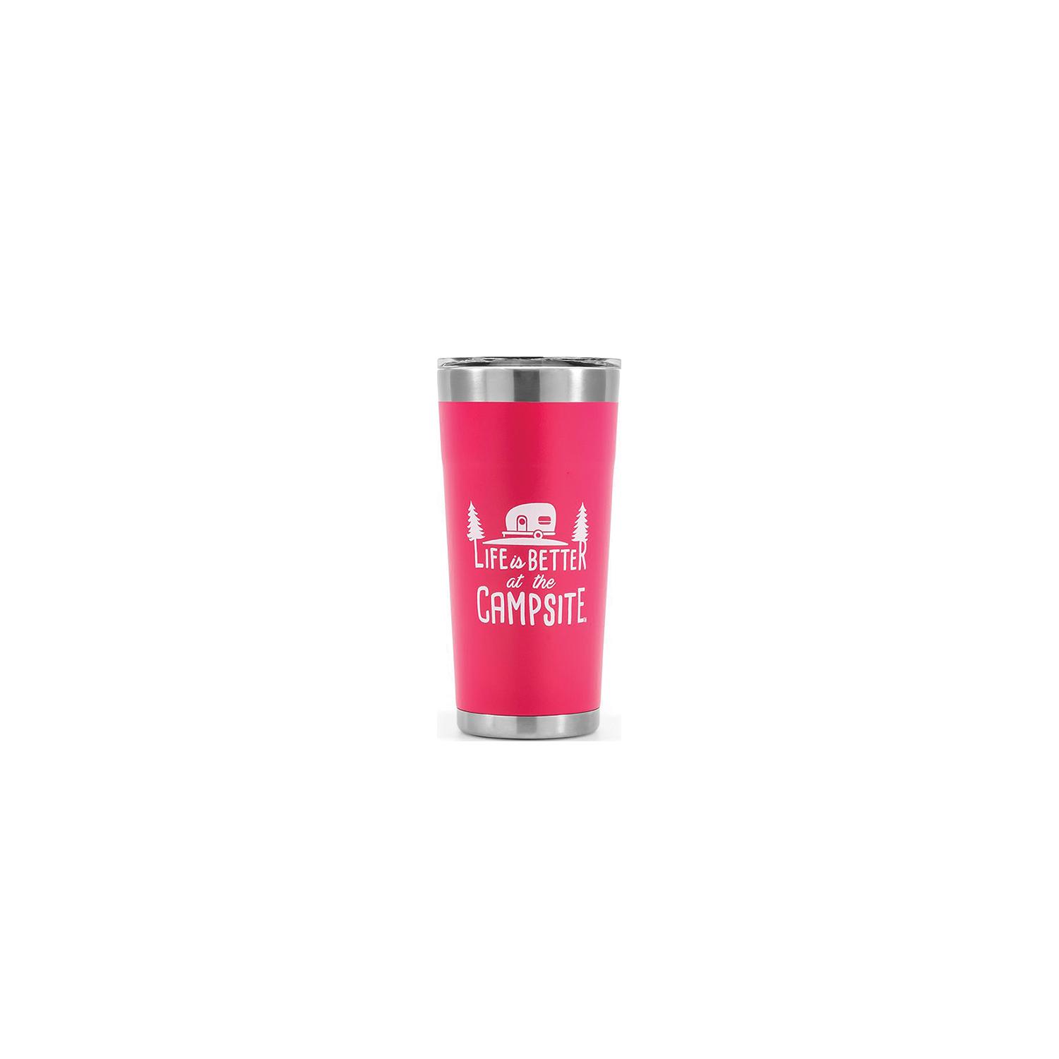 Camco 53061 Life Is Better At The Campsite Tumbler, 20 oz., Coral Pink