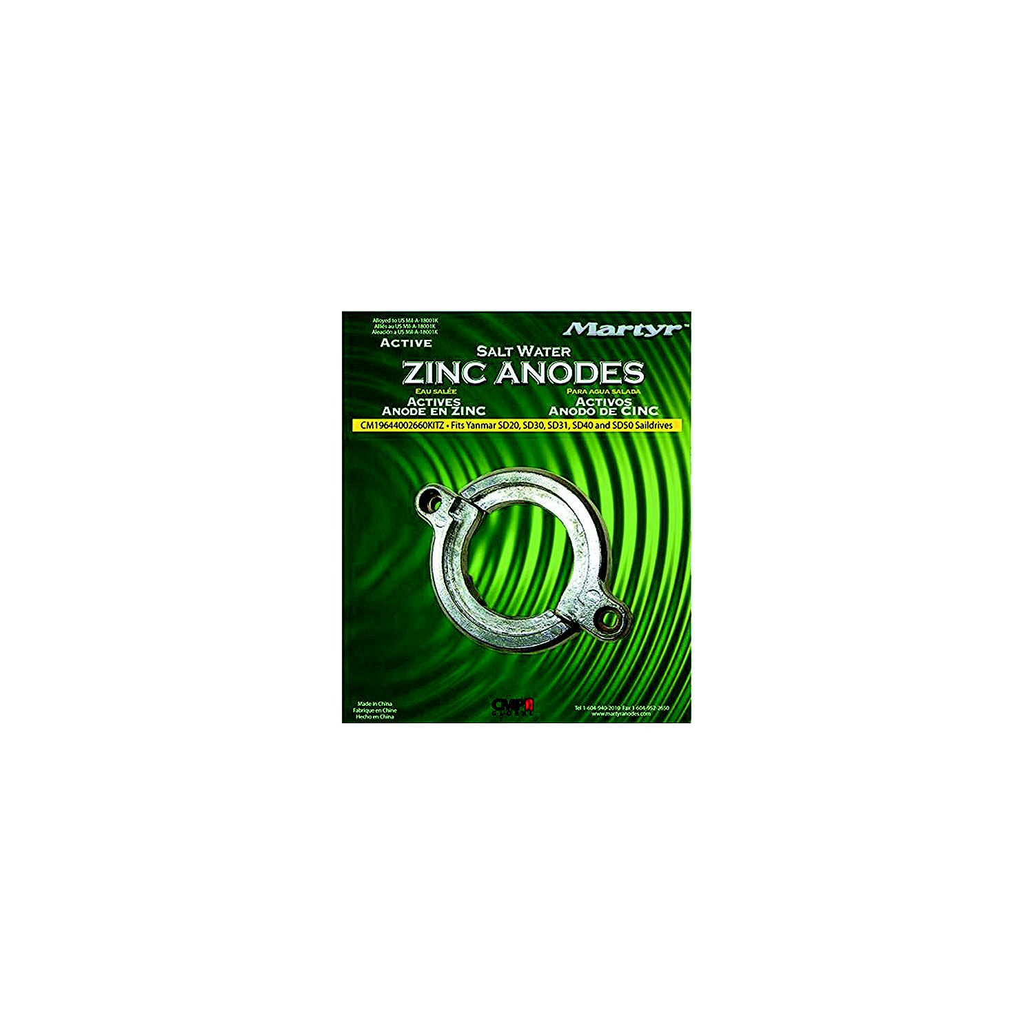 Martyr AP19644002660KZ Yanmar Split Ring Saildrive Anode, Zinc