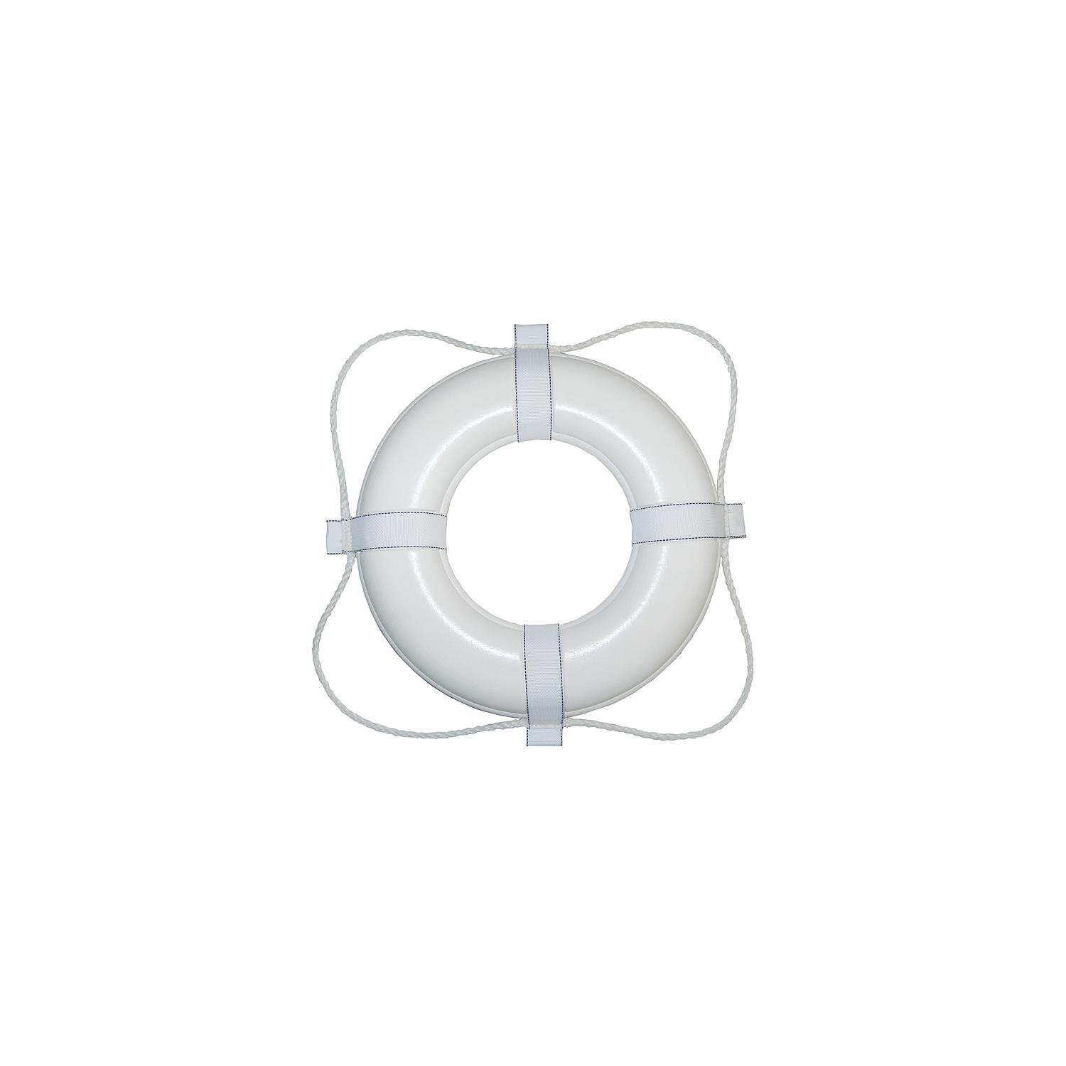 Taylor Vinyl Coated Foam Life Ring, 20" White w/White Rope, 1/case