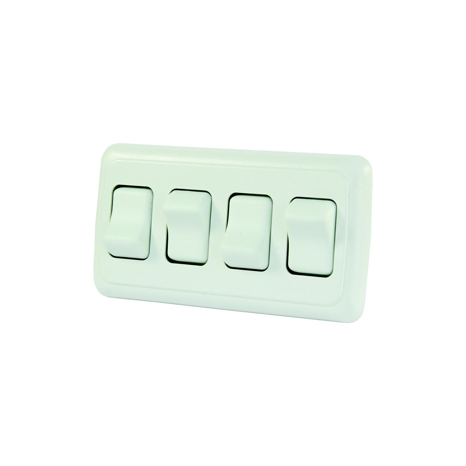JR Products 12331 White Quad RV Rocker Switch Assembly with Bezel