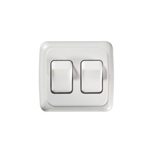RV Designer S533 White Double On/Off Contoured RV Switch in Plate