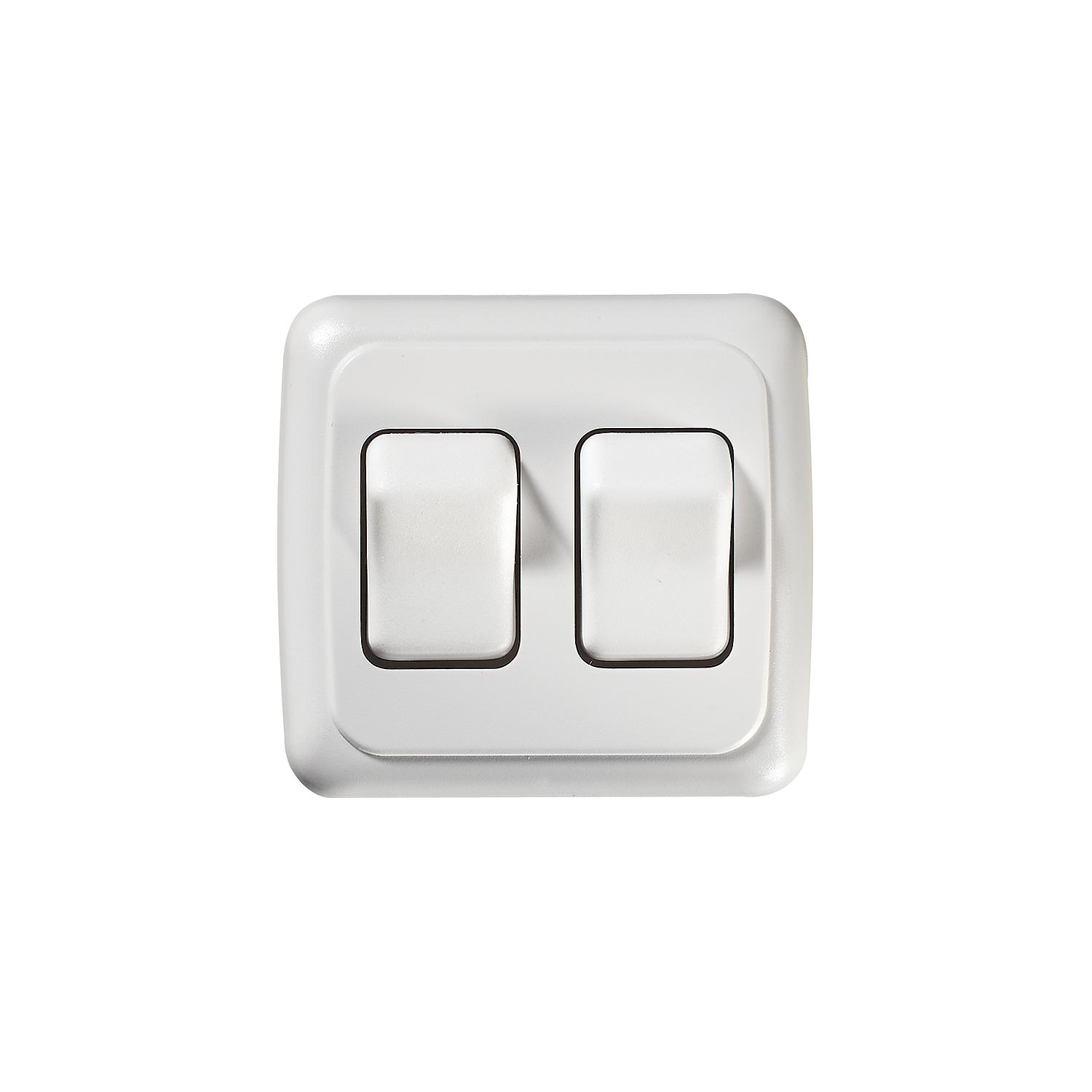 RV Designer S533 White Double On/Off Contoured RV Switch in Plate
