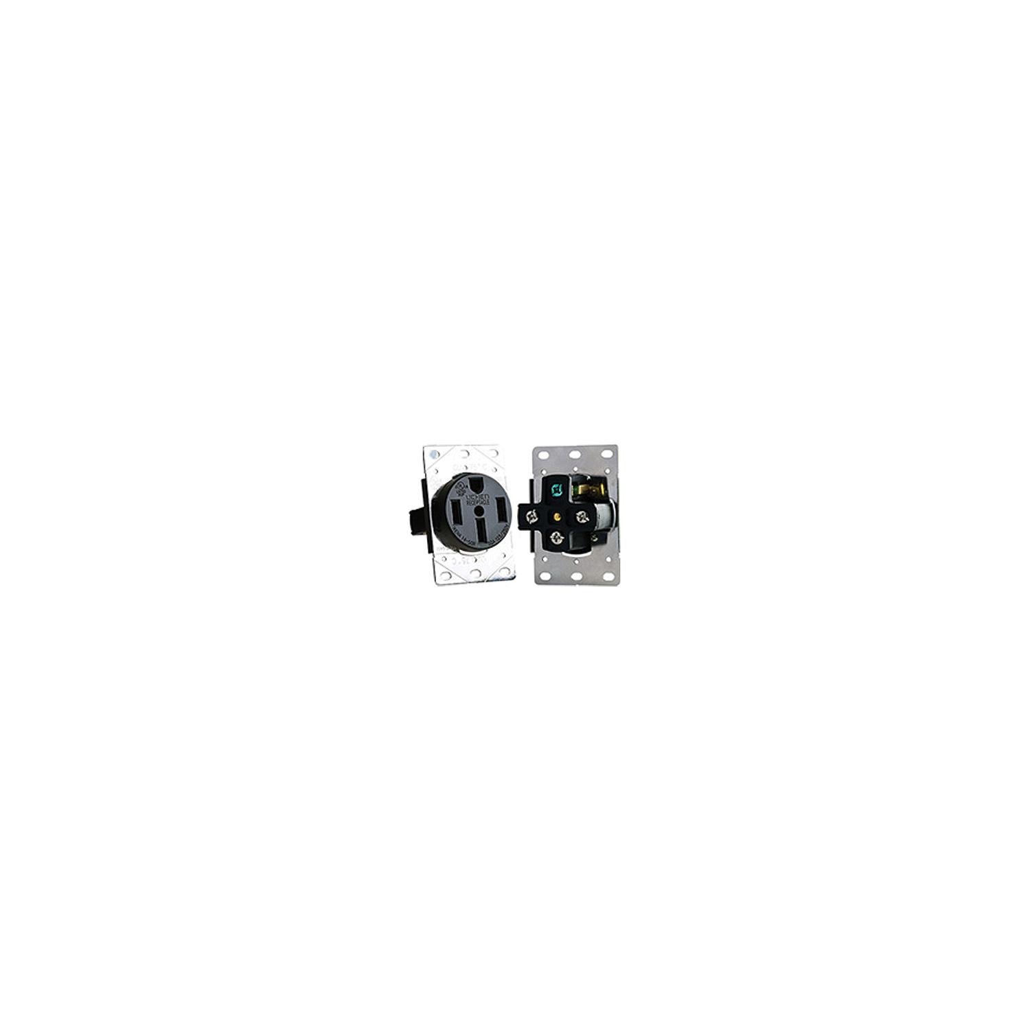 RV Designer S981 AC 50 Amp Receptacle In Plate, 50A / 125V/250V, White