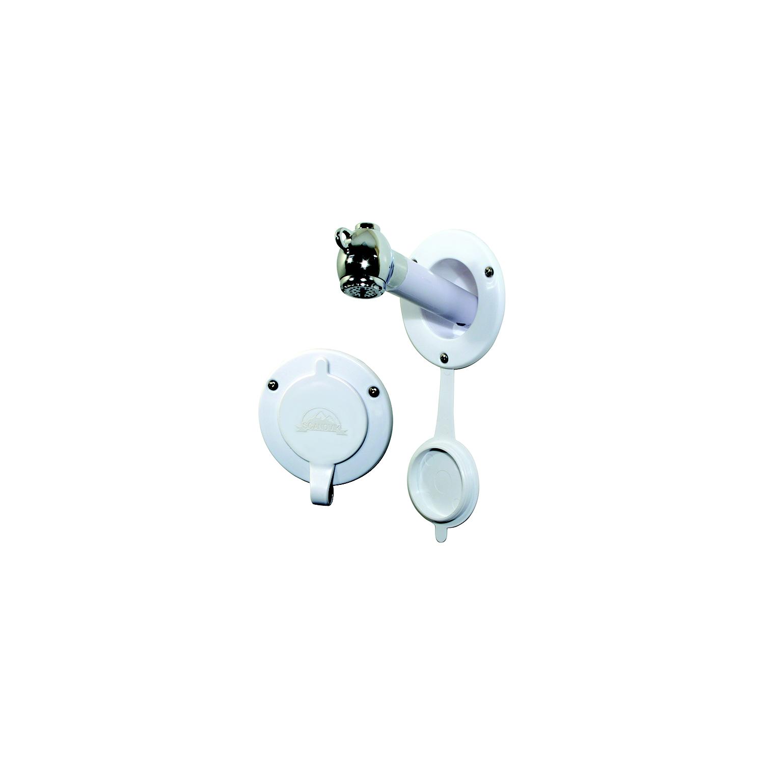 Scandvik 10750 Recessed Transom Shower For Vertical Installation With 6' White Nylon Hose