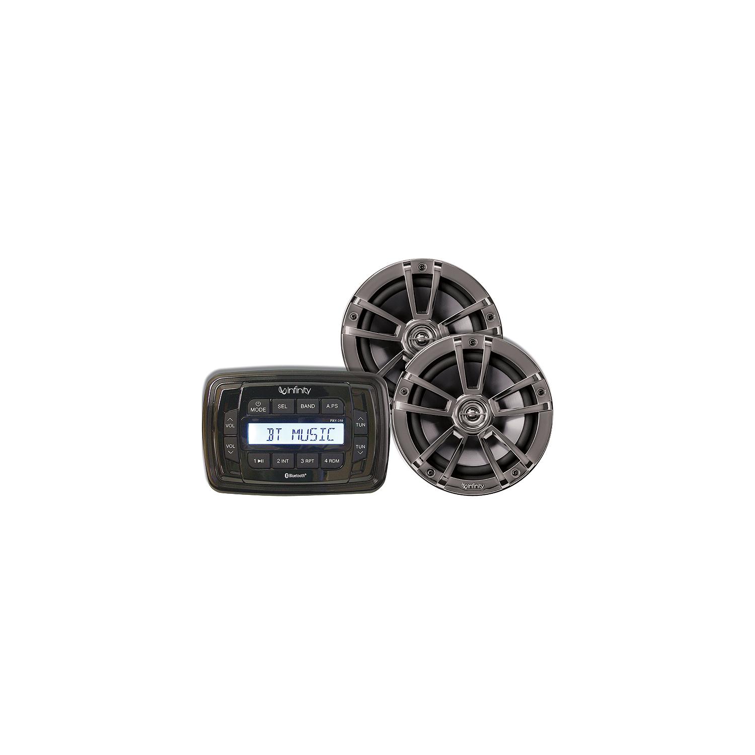 Infinity INFMPK250 AM/FM/USB Bluetooth Multimedia Receiver & 225 Watt 2-Way Marine Waterproof Speakers Stereo Package - Image 2