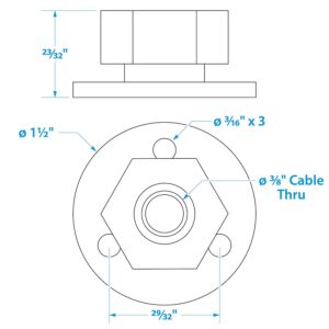 Seachoice 10031 Chrome Plated Brass Cable Outlet - 3/8"