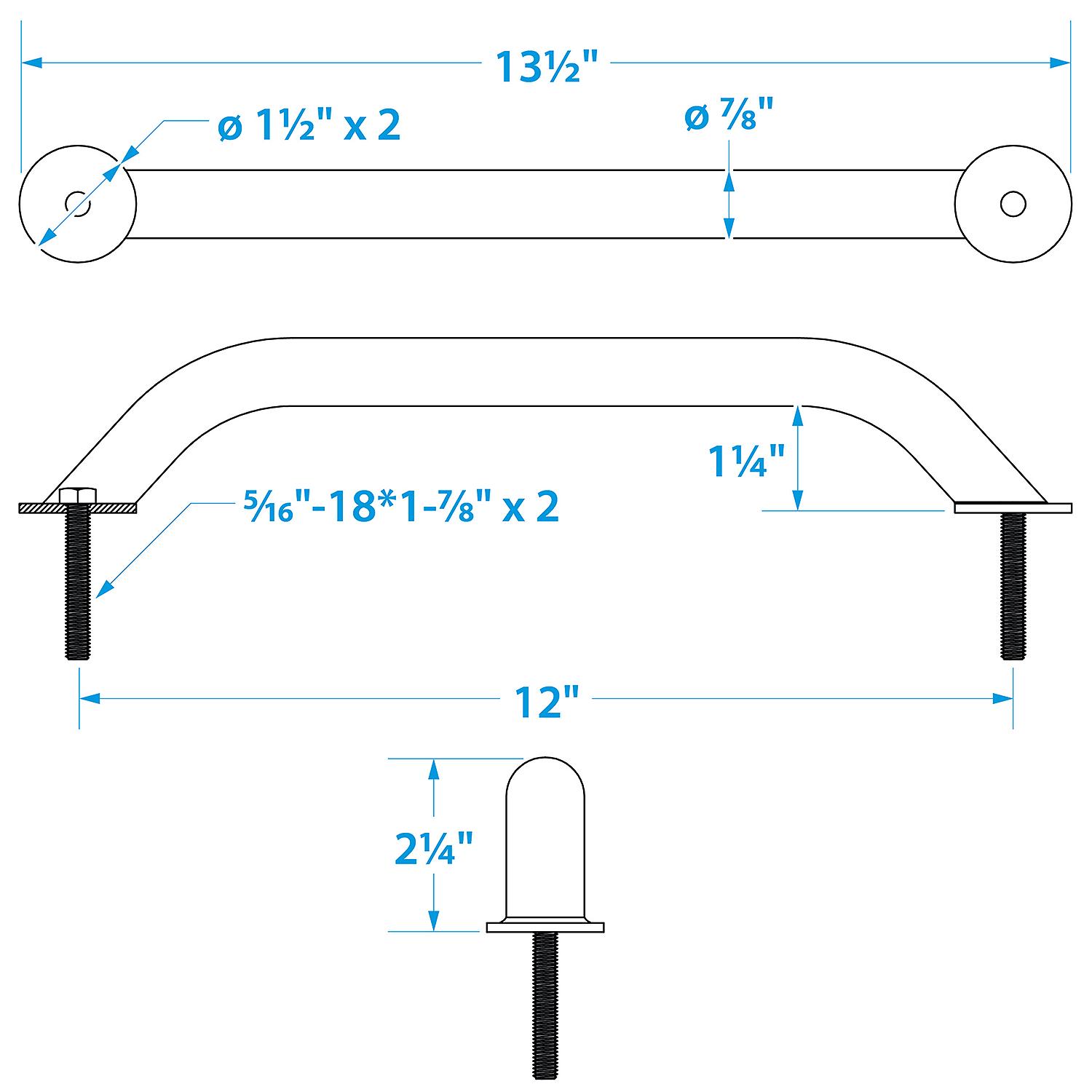 Seachoice 38341 Stainless Steel Hand Rail With Studs