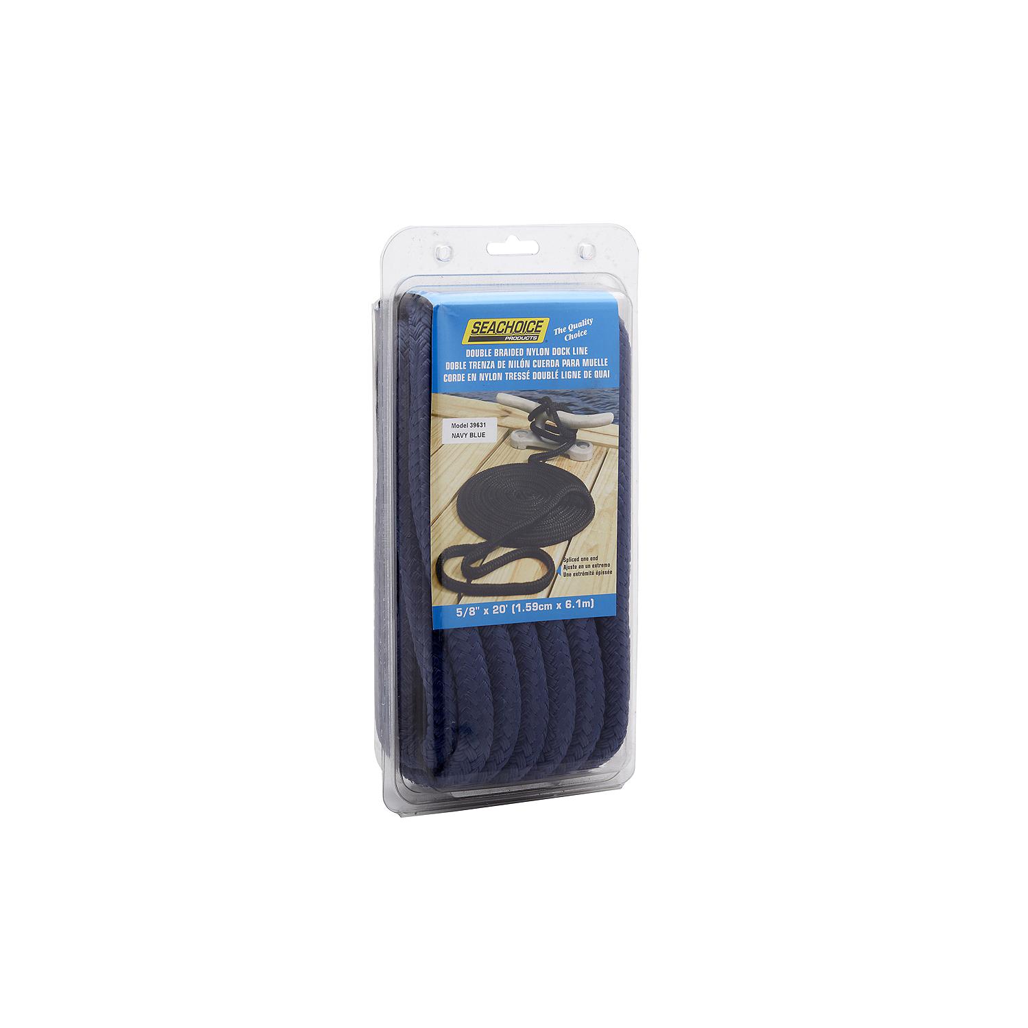 Seachoice Double Braided Nylon Dock Line 5/8" x 20', Navy - Image 2