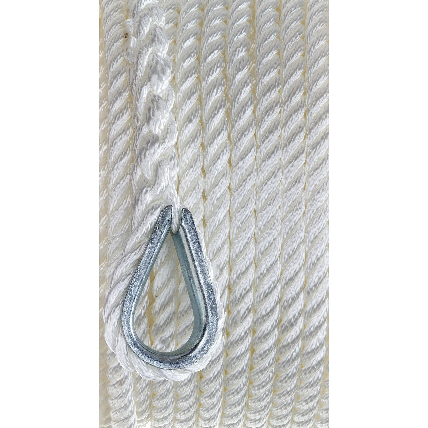 Seachoice 40721 3-Strand Twisted Nylon Anchor Line - White, 3/8" x 150 - Image 3