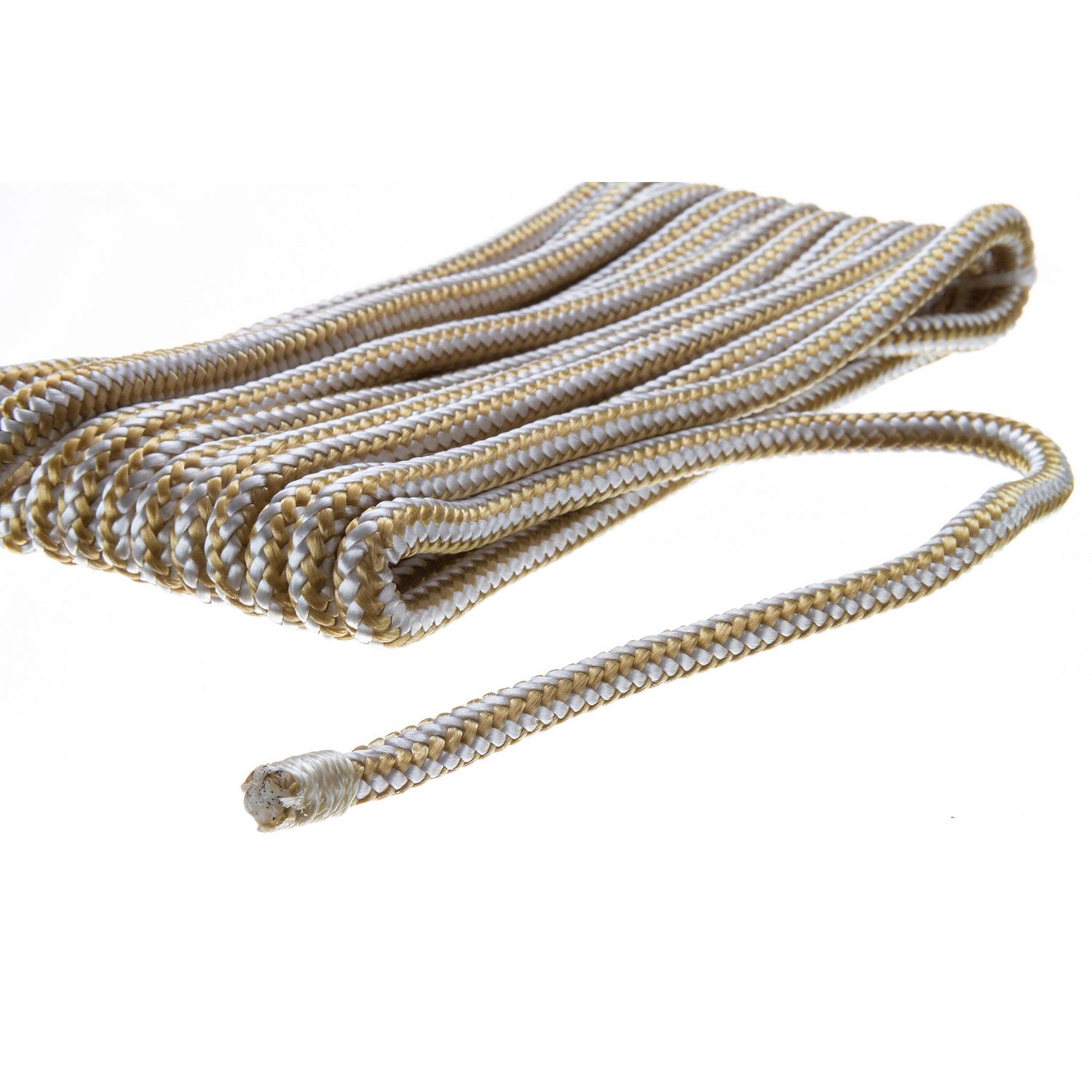 Seachoice Double Braided Nylon Fender Line 1/4" x 6', Gold/White (2 Per Pack) - Image 2