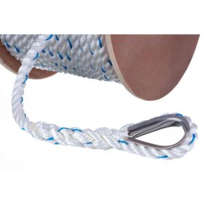 Premium 3-Strand Twisted Nylon Anchor Line
White With Blue Tracer, 5/8" x 250'