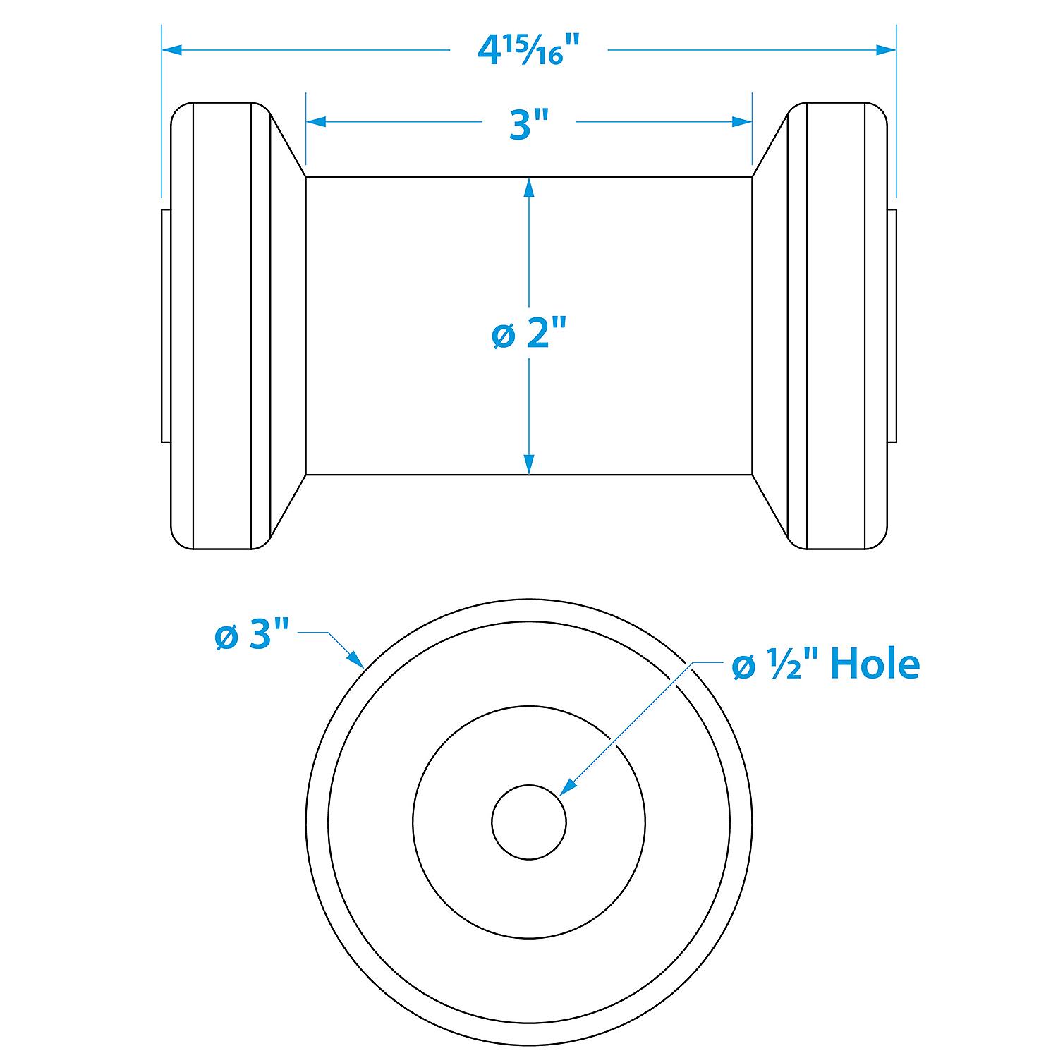 Seachoice Non-Marking TP Yellow Rubber Spool Roller - Image 5