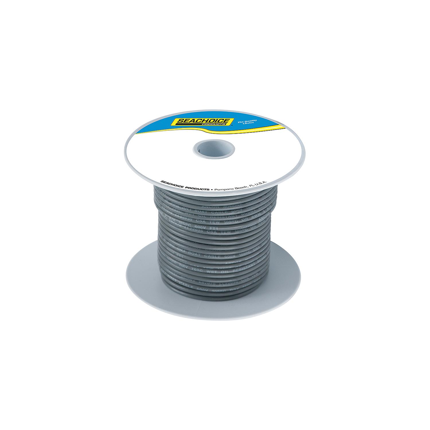 Seachoice 63134 Tinned Copper Marine Wire, 16 AWG, Gray, 100'
