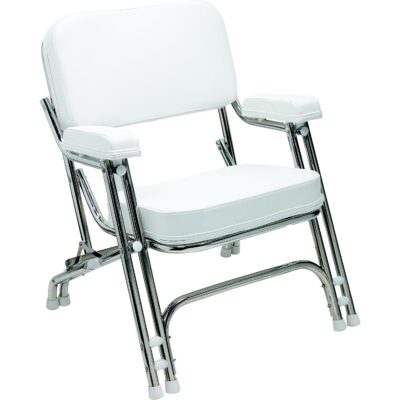 Seachoice 78513 Folding Deck Chair, Stainless Steel, White