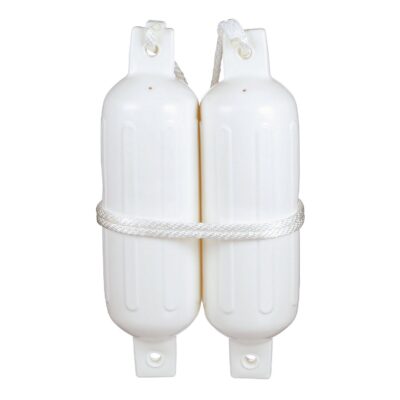 Seachoice 79271 Twin Eye Ribbed Fender Kit (Includes 2 6.5" x 23" White Fenders and 2 Matching 3/8 x 5' Fender Lines) - Image 3