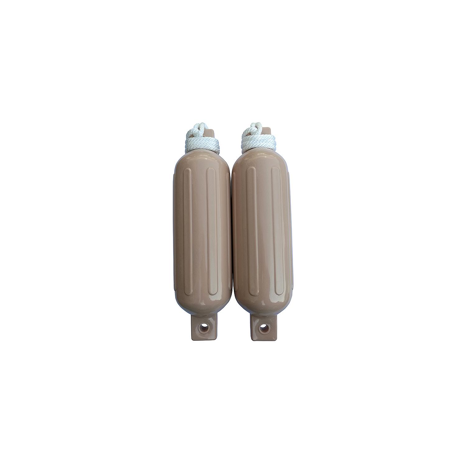 Seachoice 79254 Twin Eye Ribbed Fender Kit (Includes 2 5.5" x 20" Tan Fenders and 2 Matching 3/8 x 5' Fender Lines) - Image 2