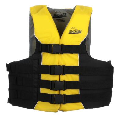 Seachoice Deluxe 4-Belt Ski Vest - Yellow/Black, Lg/XL - Image 3