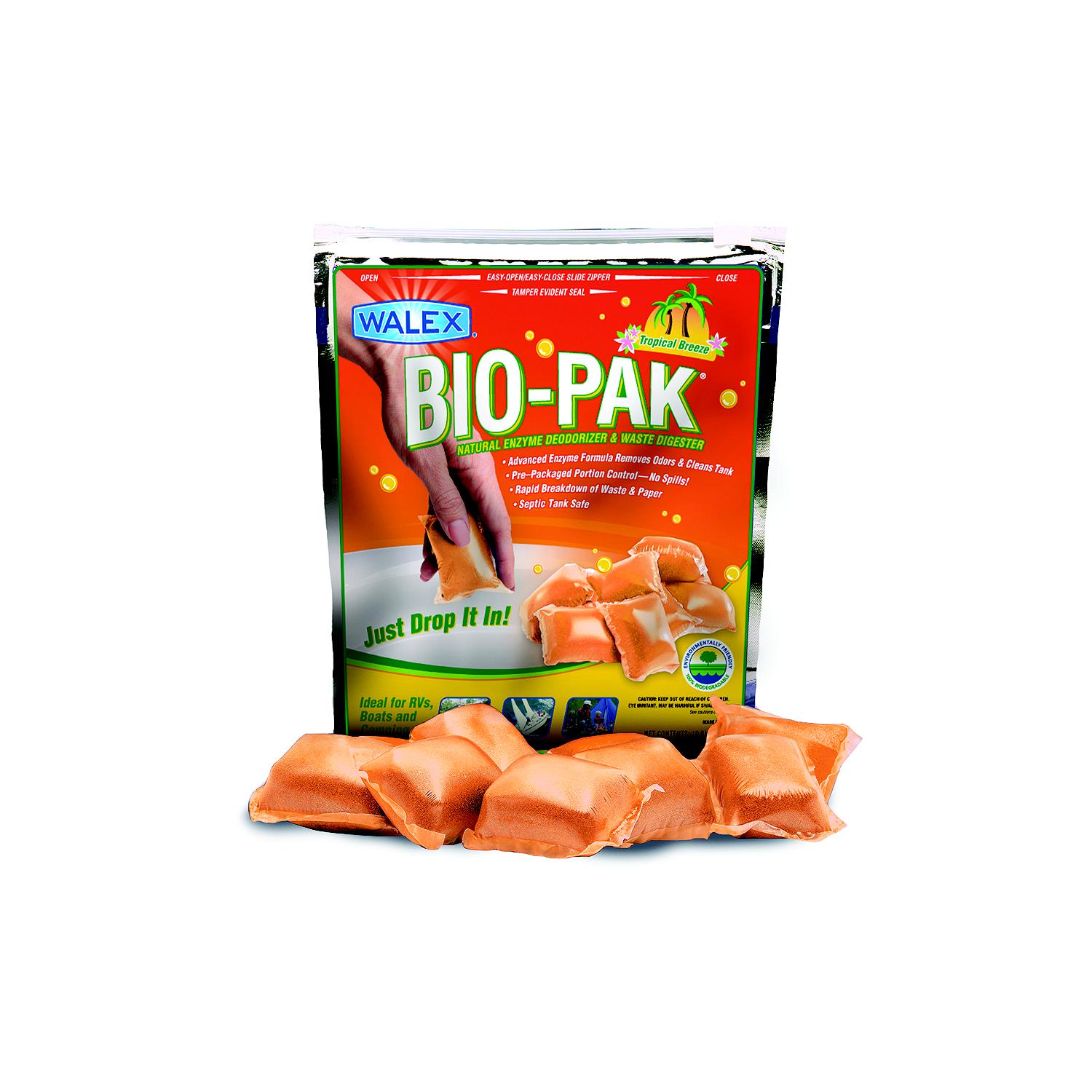Walex BIOTROPBG Bio-Pak Tropical Breeze Holding Tank Deodorizer, 10/Pk