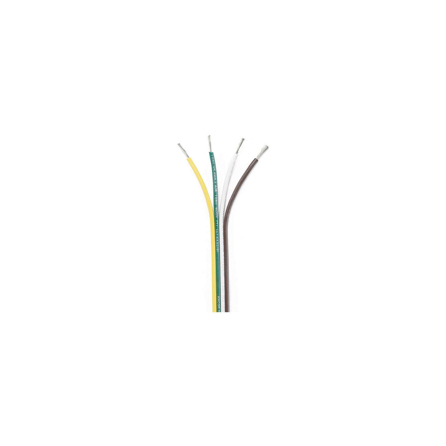 Ancor 154510 Marine Grade Tinned Copper White Flat Signal Cable, 16/4 AWG, 100', Brown/Green/White/Yellow