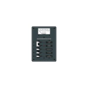 Blue Sea Systems 8043 Traditional Metal Circuit Breaker Panel - AC Main + 3 Positions, AC Voltmeter