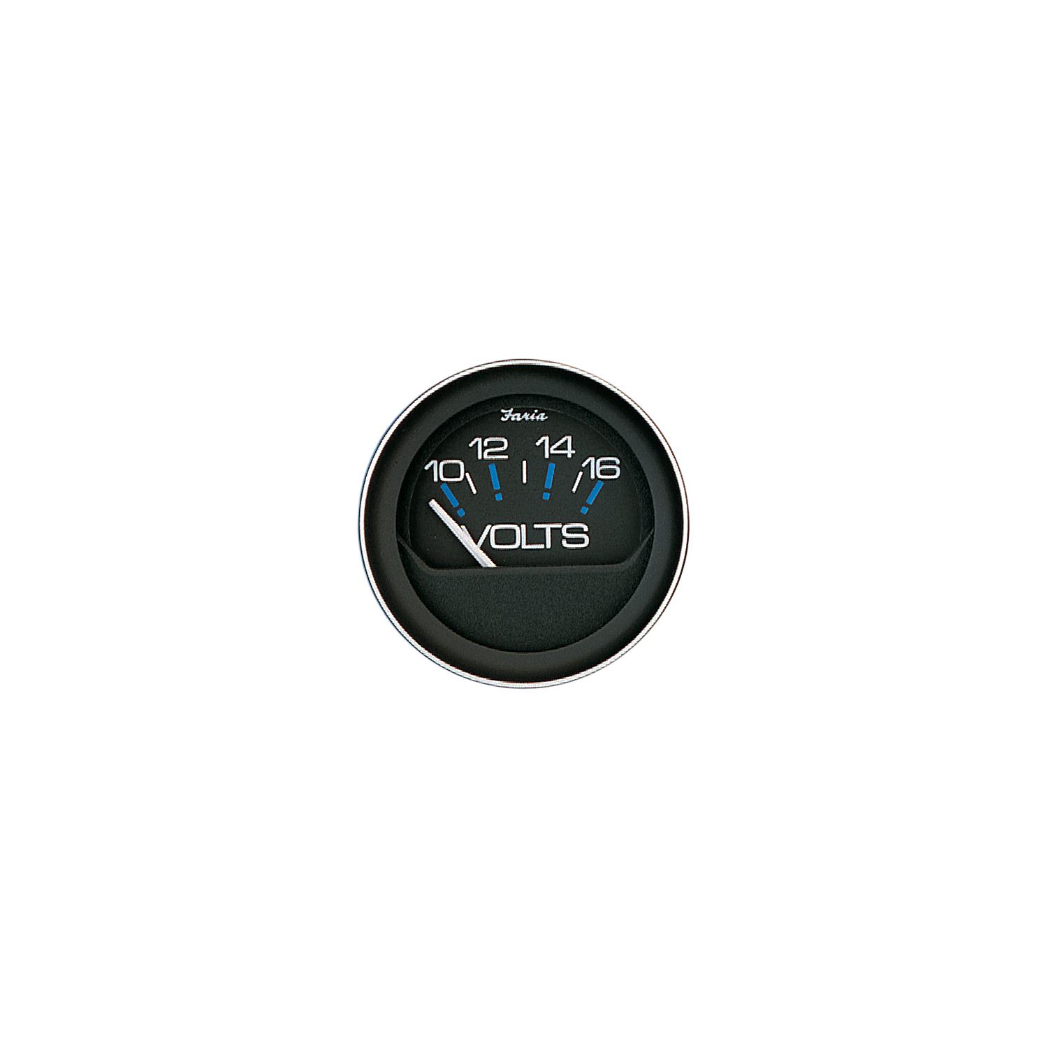 Faria Coral Black 2" Voltmeter Gauge (10-16 VDC) - Image 2