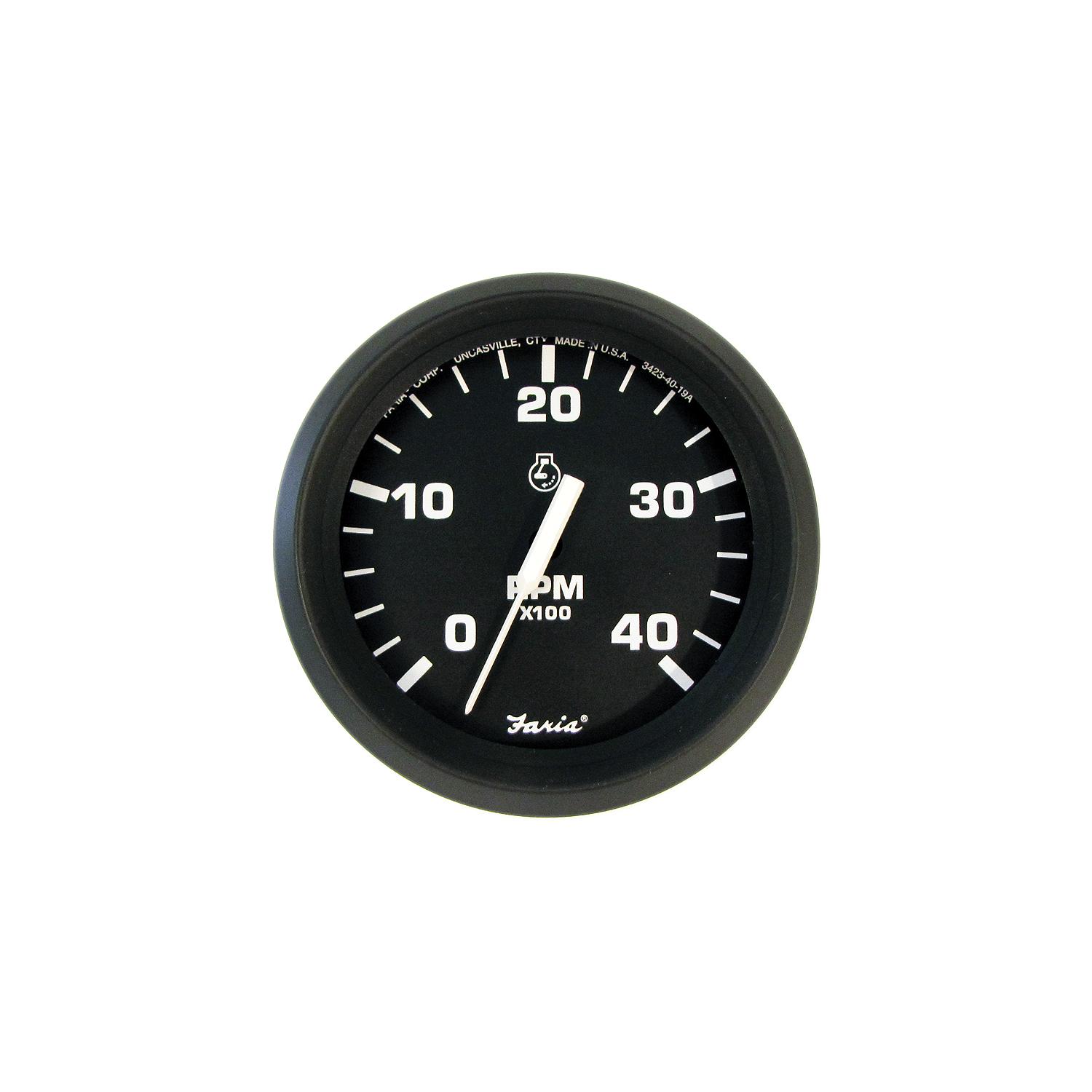 Faria 32842 Euro Black 4" Gauge - 4000 RPM Tachometer (Diesel) (Mechanical Takeoff & Var Ratio Alt) - Image 2