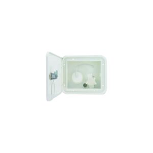 Valterra Gravity Plastic City 1/2" Air Vent RV Water Inlet & Lockable Hatch & Includes Hardware & Installation Tape, White