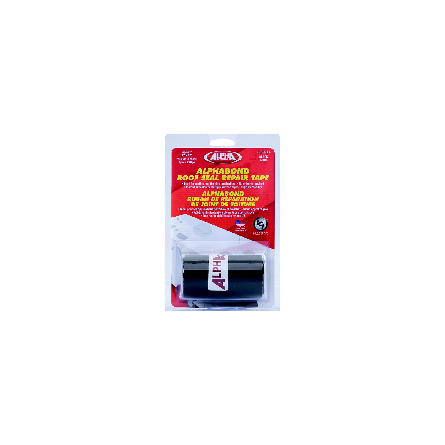 Alpha Systems 862409 All-Purpose Butyl Tape, 4" x 10', Black - Image 2