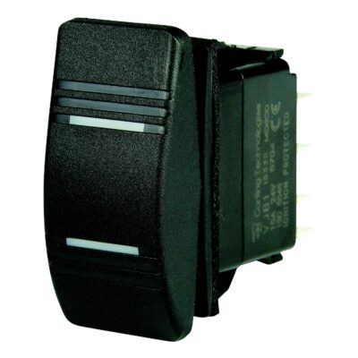 BEP 1001808 Weather Resistant Contura Rocker Switch, On-Off-On, DPDT, 1/4" Blade Terminals, Illuminated Amber (2 Positions)