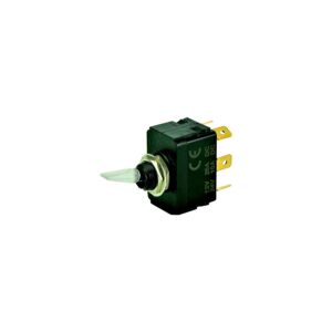 BEP 1001907 Illuminated Toggle Switch, On-Off-On, SPDT, 1/4" Blade Terminals, Illuminated Red